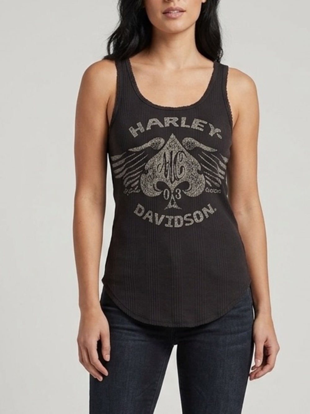 Harley-Davidson Black Tank‎ Top Sleeveless Fitted Ribbed Shirt Size Medium
